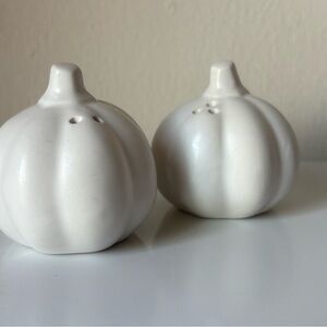 White Ceramic Pumpkin Salt and Pepper Shakers